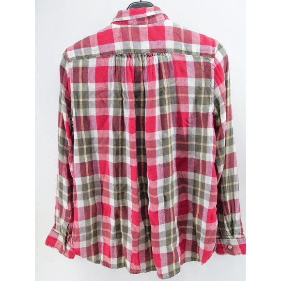 Ralph Lauren Denim & Supply Shirt Womens Large L Red Plaid  RL Utility Linen - Picture 7 of 8